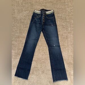 Veronica Beard Blue Ankle Cropped Jeans with Distressed Details